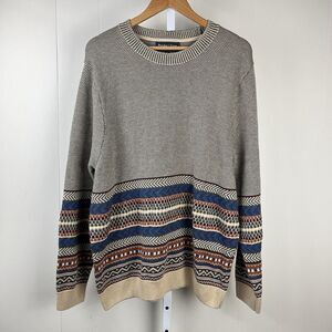 Paisley & Gray Crewneck Sweater Mens XXL Slim Fit Multi Stripe Textured Pullover